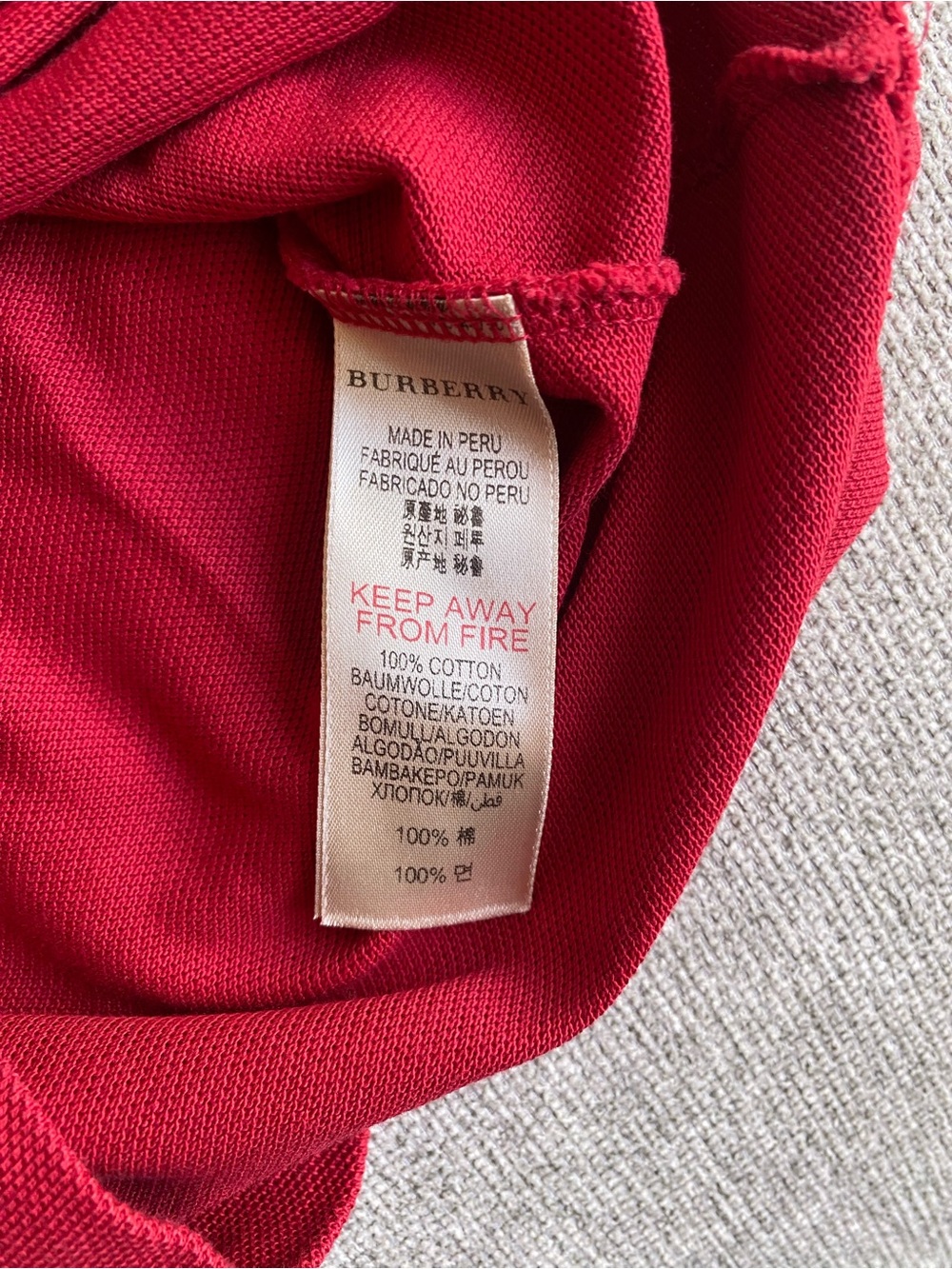 Burberry Kids Red Polo with Signature Check Placket - Picture 3 of 3